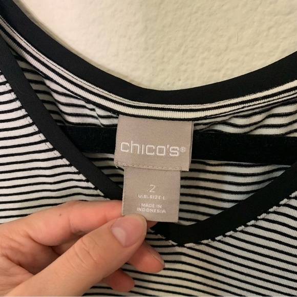 Women's Chico's Black and White Striped Tunic Size Large - Picture 3 of 8
